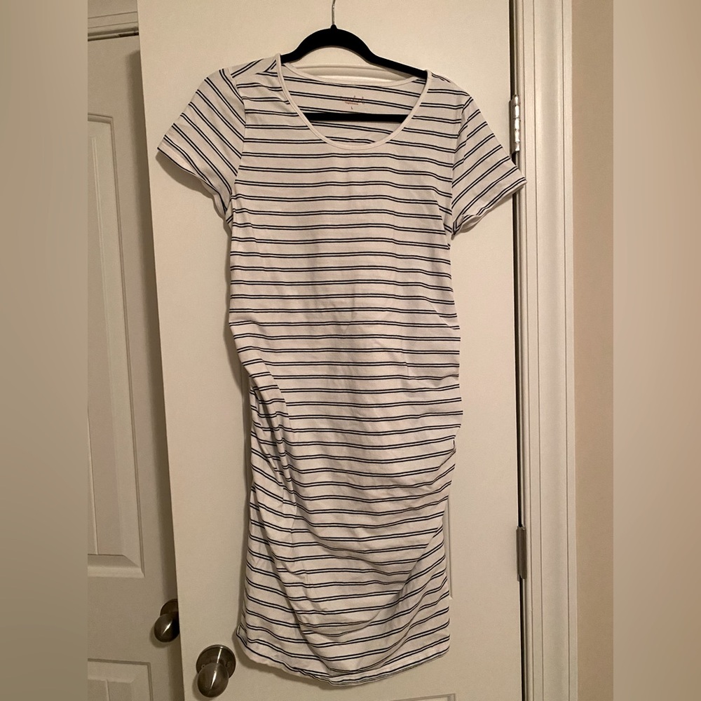 Black and White Striped Maternity Dress